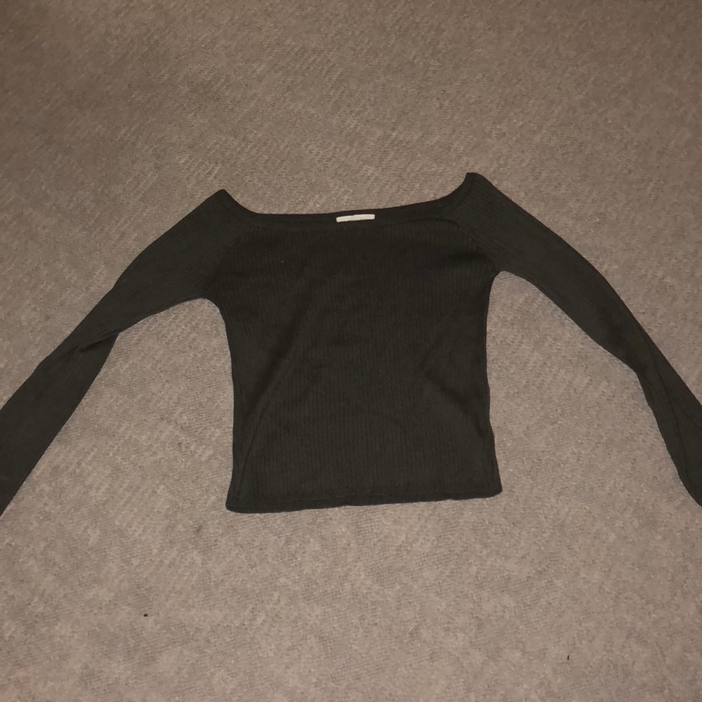 PacSun dark green off the shoulder crop top